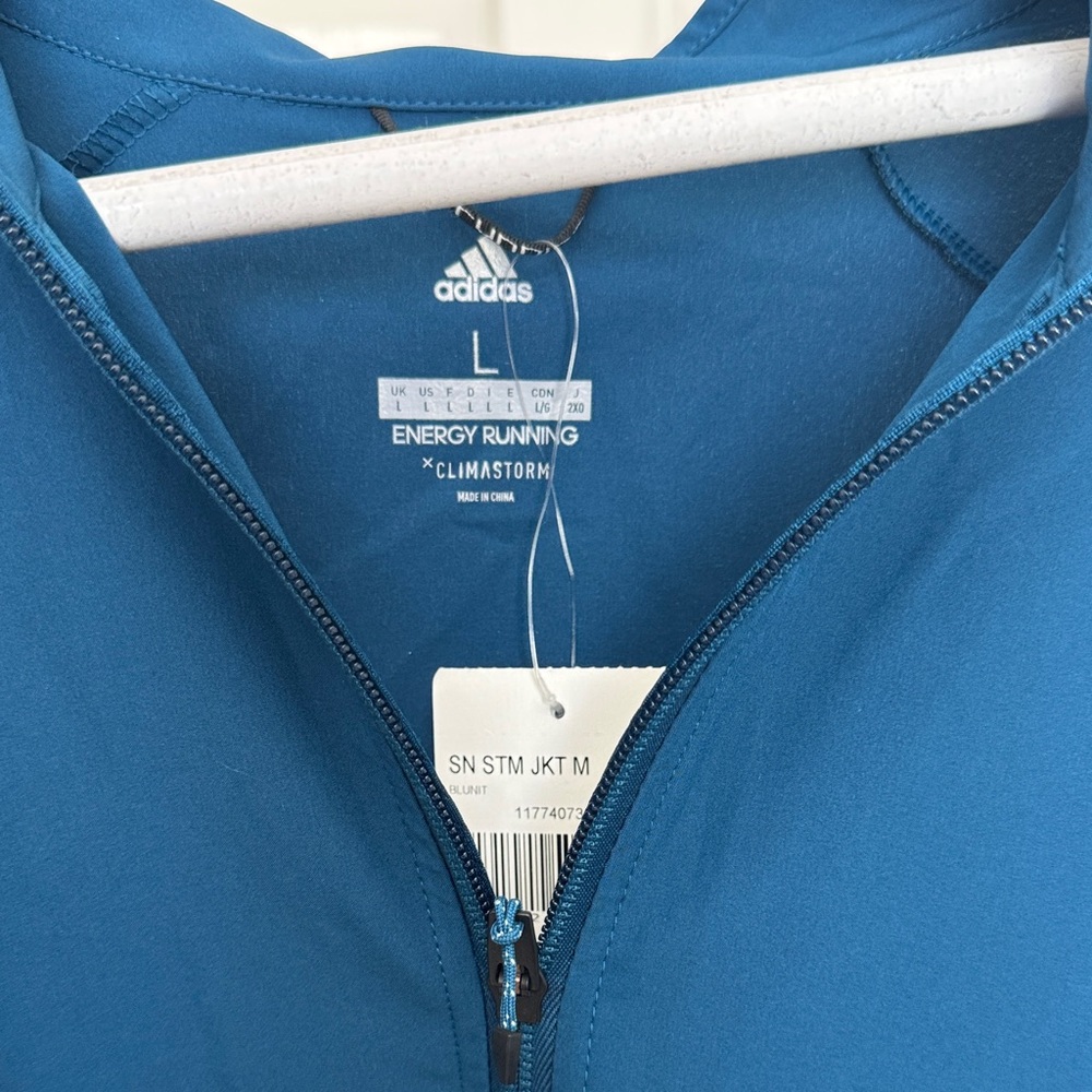 NWT adidas Energy Running ClimaStorm Jacket - Teal Blue - Size large - Picture 3 of 7